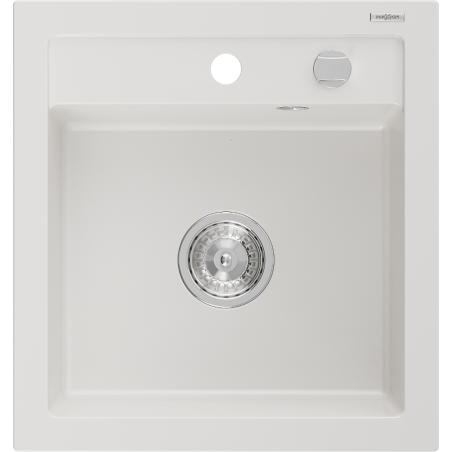 Mexen Vito zlewozmywak granitowy 1-komorowy 520 x 490 mm, biały, syfon chrom - 6503521000-20
