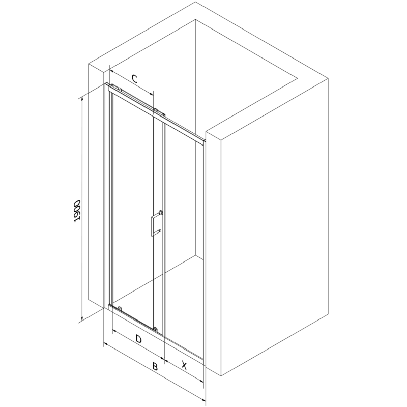 Mexen Apia sliding shower door 90 cm, transparent, gold - 845-090-000-50-00