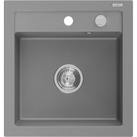 Mexen Vito granieten spoelbak 1-compartiment 520 x 490 mm, grijs, chromen sifon - 6503521000-71
