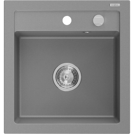 Mexen Vito Granitspüle 1-Becken 520 x 490 mm, grau, Siphon Chrom - 6503521000-71