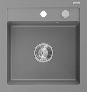 Mexen Vito νεροχύτης από γρανίτη 1-διαμερισμένο 520 x 490 mm, γκρι, σιφόν χρωμίου