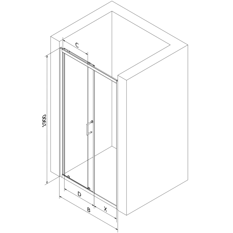 Mexen Apia Schiebetür für Dusche 135 cm, transparent, schwarz - 845-135-000-70-00