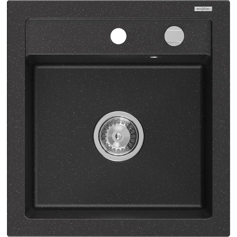Mexen Vito granitni sudoper s jednom komorom 520 x 490 mm, crni/srebrni metalik, krom sifon - 6503521000-73