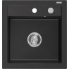 Mexen Vito Granitspüle 1-becken 520 x 490 mm, schwarz/silber metallic, Syphon chrom - 6503521000-73