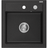Mexen Vito zlewozmywak granitowy 1-komorowy 520 x 490 mm, czarny/srebrny metalik, syfon chrom - 6503521000-73