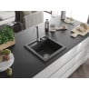 Mexen Vito Granitspüle 1-becken 520 x 490 mm, schwarz gesprenkelt, Chromsiphon - 6503521000-76