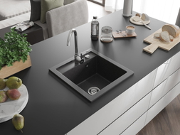 Mexen Vito graniitvalamu 1-kauseline 520 x 490 mm, must täpiline, kroom sifoon - 6503521000-76