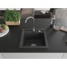 Mexen Vito Granitspüle 1-becken 520 x 490 mm, schwarz gesprenkelt, Chromsiphon - 6503521000-76