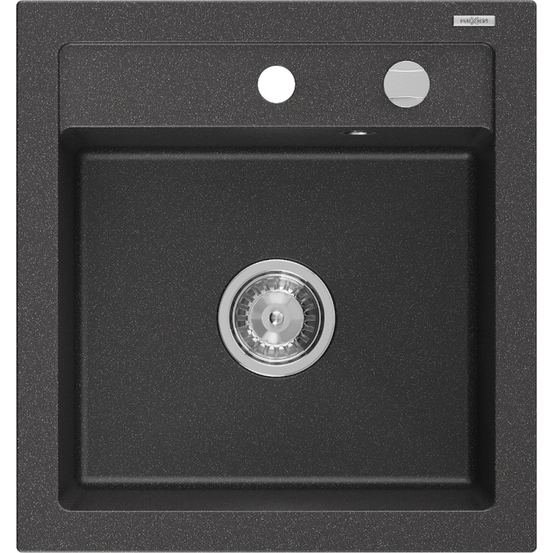 Mexen Vito graniitvalamu 1-kauseline 520 x 490 mm, must täpiline, kroom sifoon - 6503521000-76