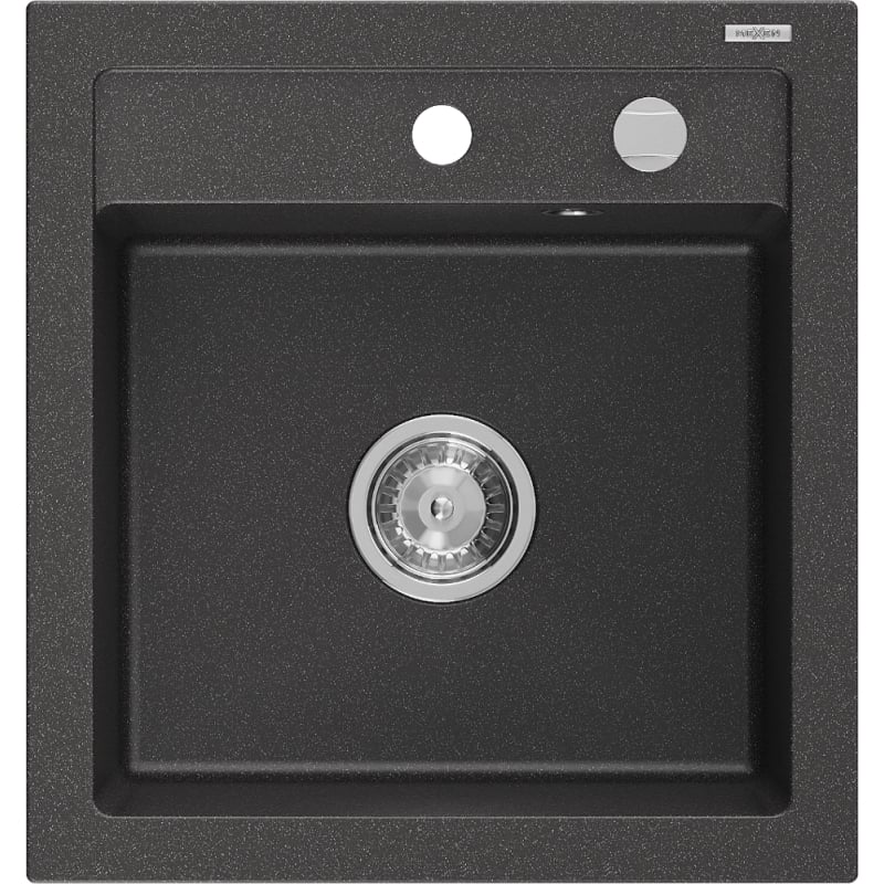 Mexen Vito granitni sudoper s jednom komorom 520 x 490 mm, crni s točkicama, krom sifon - 6503521000-76