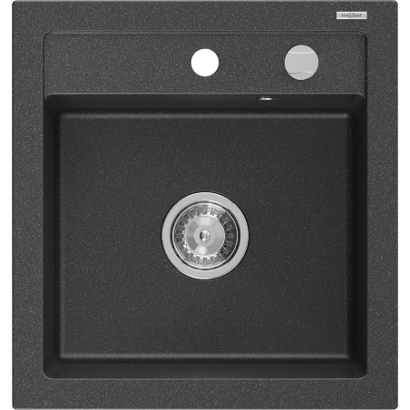 Mexen Vito Granitspüle 1-becken 520 x 490 mm, schwarz gesprenkelt, Chromsiphon - 6503521000-76