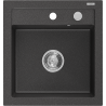 Mexen Vito Granitspüle 1-becken 520 x 490 mm, schwarz gesprenkelt, Chromsiphon - 6503521000-76