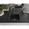 Mexen Vito évier en granit 1 bac 520 x 490 mm, noir, siphon chromé - 6503521000-77