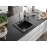 Mexen Vito évier en granit 1 bac 520 x 490 mm, noir, siphon chromé - 6503521000-77
