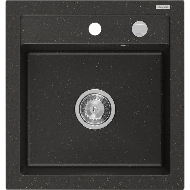 Mexen Vito graniidist 1-kauseline köögivalamu 520 x 490 mm, must/kuldne metallik, kroomitud sifoon - 6503521000-75
