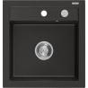 Mexen Vito fregadero de granito de 1 compartimento 520 x 490 mm, negro/dorado metálico, sifón cromado - 6503521000-75
