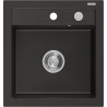Mexen Vito Granitspüle 1-Becken 520 x 490 mm, schwarz/gold metallic, Chrom-Siphon - 6503521000-75