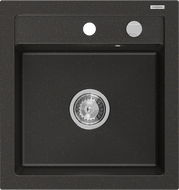 Mexen Vito lavello in granito a 1 vasca 520 x 490 mm, nero/oro metallizzato, sifone cromato - 6503521000-75