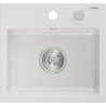 Mexen Milo fregadero de granito de 1 cámara 435 x 410 mm, blanco, sifón cromo - 6505441000-20