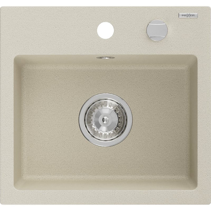 Mexen Milo granitni sudoper s jednom komorom 435 x 410 mm, bež, kromirani sifon - 6505441000-69