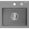 Mexen Milo lavello in granito a 1 vasca 435 x 410 mm, grigio, sifone cromato - 6505441000-71