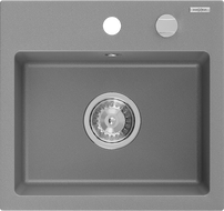 Mexen Milo graniitköögivalamu 1-kausiga 435 x 410 mm, hall, kroom sifoon - 6505441000-71