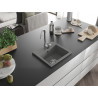 Mexen Milo Granitspüle 1-Becken 435 x 410 mm, grau, Siphon Chrom - 6505441000-71
