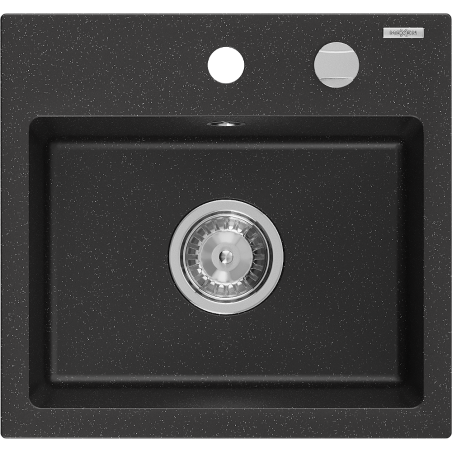 Mexen Milo granitdiskho med 1 ho, 435 x 410 mm, svart/silver metallic, kromsifon - 6505441000-73