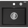 Mexen Milo granite sink 1-bowl 435 x 410 mm, black/silver metallic, chrome siphon - 6505441000-73