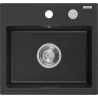 Mexen Milo lavello in granito a 1 vasca 435 x 410 mm, nero/argento metallizzato, sifone cromato - 6505441000-73