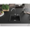 Mexen Milo granite sink 1-bowl 435 x 410 mm, black/silver metallic, chrome siphon - 6505441000-73