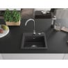 Mexen Milo Granitspüle 1-beckig 435 x 410 mm, schwarz gesprenkelt, Siphon Chrom - 6505441000-76