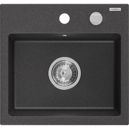 Mexen Milo évier en granit 1 bac 435 x 410 mm, noir moucheté, siphon chromé - 6505441000-76