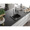 Mexen Milo granitische spoelbak 1-komerig 435 x 410 mm, zwart/goud metallic, chrom sifon - 6505441000-75