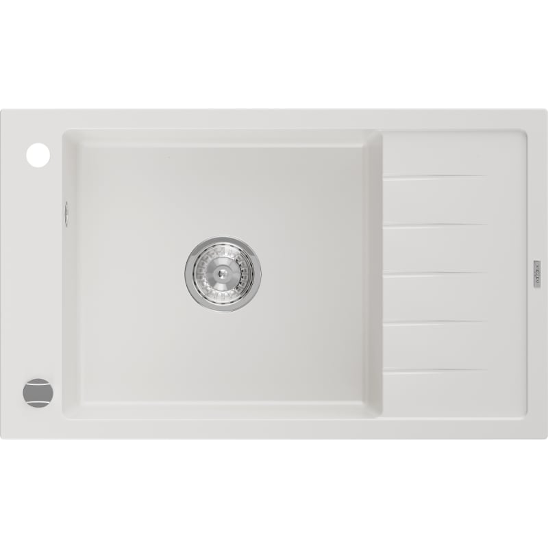 Mexen Elias granitni sudoper s 1 zdjelom i ocjednikom 795 x 480 mm, bijeli, krom sifon - 6511791005-20