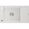 Mexen Elias granieten spoelbak met 1 bak en afdruiprek 795 x 480 mm, wit, chroomsifon - 6511791005-20