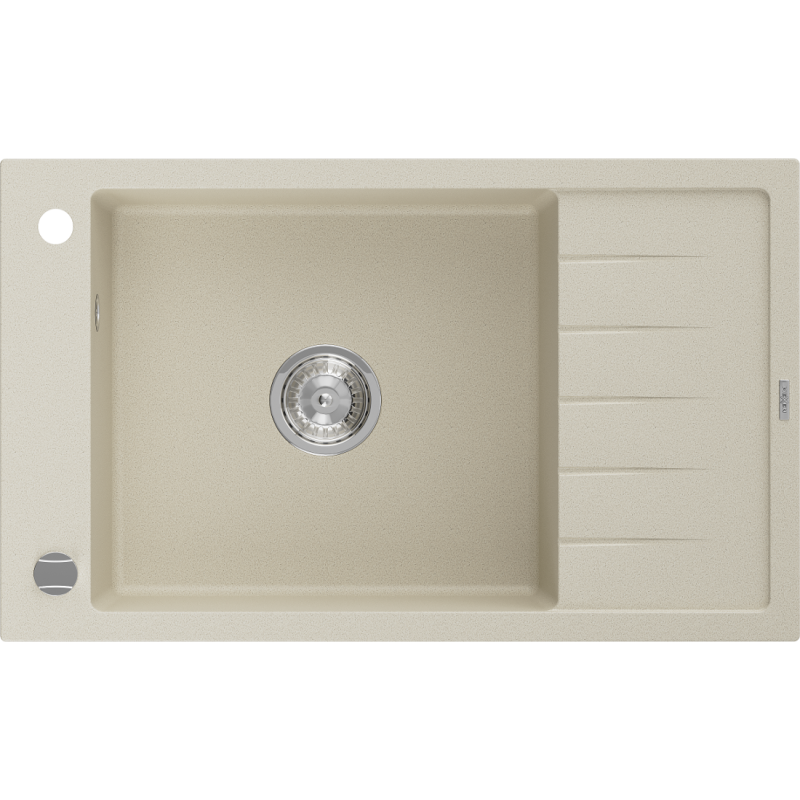 Mexen Elias fregadero de granito de 1 compartimento con escurridor 795 x 480 mm, beige, sifón cromado - 6511791005-69