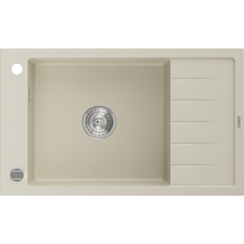 Mexen Elias Granitspüle 1-beckig mit Abtropffläche 795 x 480 mm, beige, Siphon Chrom - 6511791005-69