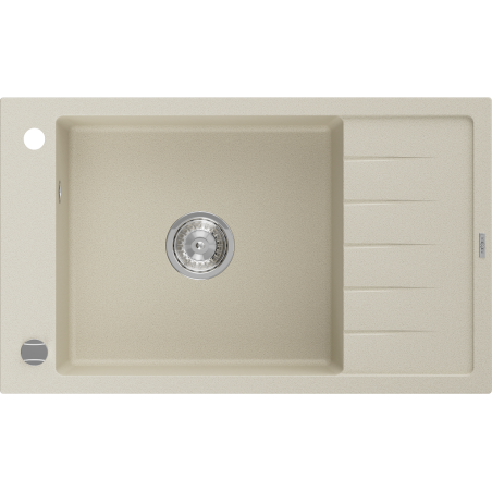 Mexen Elias évier de cuisine en granit 1 bac avec égouttoir 795 x 480 mm, beige, siphon chromé - 6511791005-69