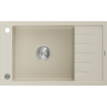 Mexen Elias évier en granit 1 bac avec égouttoir 795 x 480 mm, beige, siphon chromé - 6511791005-69