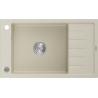 Mexen Elias granitstenen spoelbak met 1 bak en afdruiprek 795 x 480 mm, beige, chroomsifon - 6511791005-69