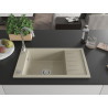 Mexen Elias granitstenen spoelbak met 1 bak en afdruiprek 795 x 480 mm, beige, chroomsifon - 6511791005-69