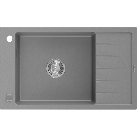 Mexen Elias granite kitchen sink 1-bowl with drainer 795 x 480 mm, gray, chrome siphon - 6511791005-71
