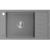 Mexen Elias lavello in granito a 1 vasca con sgocciolatoio 795 x 480 mm, grigio, sifone cromato - 6511791005-71