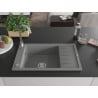 Mexen Elias Granitspüle 1-Becken mit Abtropffläche 795 x 480 mm, grau, Chrom-Siphon - 6511791005-71