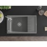Mexen Elias évier en granit 1 cuve avec égouttoir 795 x 480 mm, gris, siphon chromé - 6511791005-71