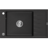 Mexen Elias lavello in granito 1-vasca con scolapiatti 795 x 480 mm, nero/argento metallizzato, sifone cromato - 6511791005-73