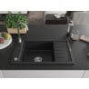 Mexen Elias Granitspüle 1-Becken mit Abtropffläche 795 x 480 mm, schwarz/silber metallic, Chrom-Siphon - 6511791005-73