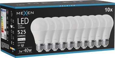 Mexen Nova 10x Lampadina LED E27, A60, 5W, Neutra - 4000K, 525 lm - L100-E27-0540-01x10