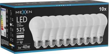 Mexen Nova 10x żarówka LED E27, A60, 5W, Neutralna - 4000K, 525 lm - L100-E27-0540-01x10